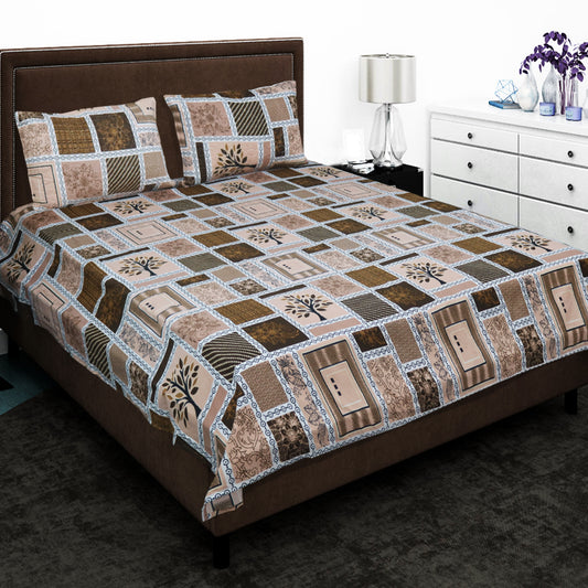 JoJo Double/King Size Bed Linen Set with Geometric Design and Matching Pillow Covers (Multi)