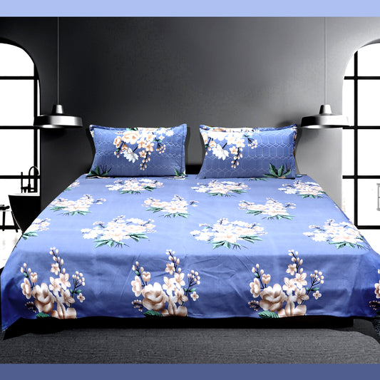 JoJo Double/King Size Bed Linen Set with Coordinated Pillow Covers(Eclipse Blue)