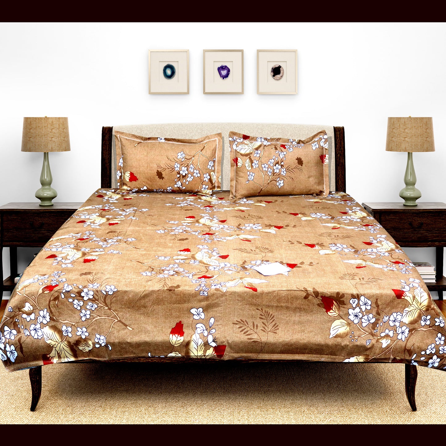 JoJo Double Bedsheet / King size Bedsheet /Printed bedsheet(GOLDEN)