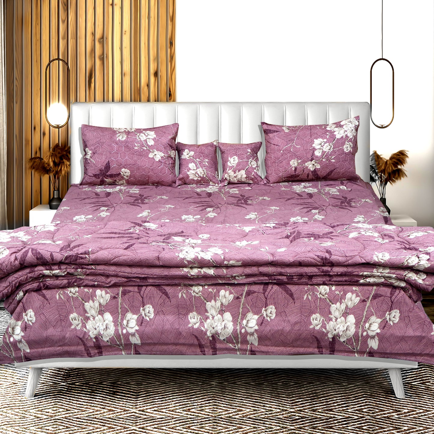 JoJo Double Bed Bedsheet with Floral Pattern | Mix N Match Style and 2 Pillow Covers | 90 x 100 Inch (Pink)