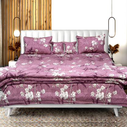 JoJo Double Bed Bedsheet with Floral Pattern | Mix N Match Style and 2 Pillow Covers | 90 x 100 Inch (Pink)