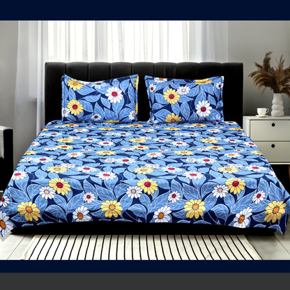 JoJo Double Bedsheet / King size Bedsheet /Printed bedsheet(Dark Pastel Blue)