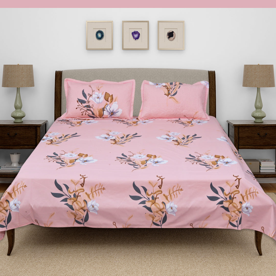 JoJo Double/King Size Bed Linen Collection with Matching Pillow Covers(Dusty Rose)