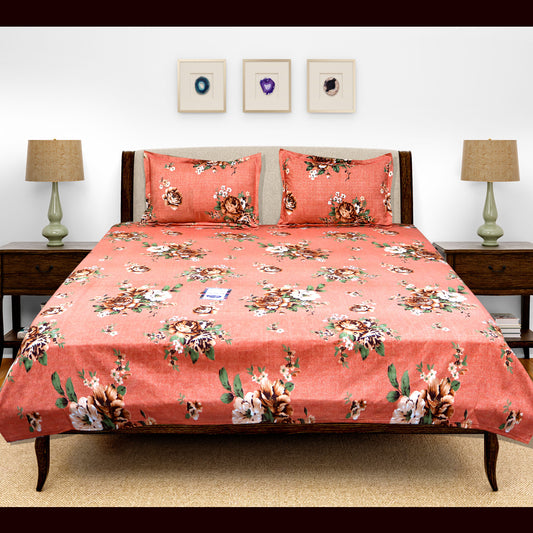 JoJo Double Bedsheet / King size Bedsheet /Printed bedsheet(Coral Pink)