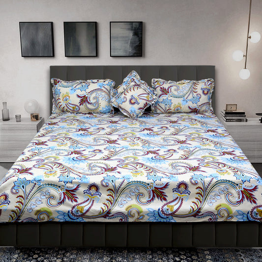 JOJO Luxurious Cotton-Feel 5pc Bedding Set with Embroidery – King Size, Multicolor, Heavy Quality(Multi)