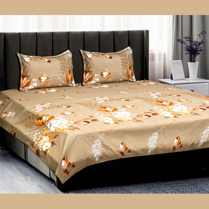 JoJo Double Bedsheet / King size Bedsheet / Floral printed Bedsheet in golden color(yellow)