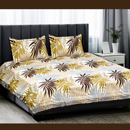 JoJo Double Bedsheet / King size Bedsheet /Printed bedsheet(Beige)