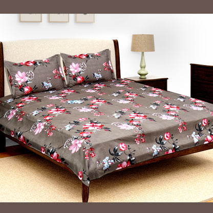 JoJo Double Bedsheet / King size Bedsheet / Floral printed Bedsheet(brown)