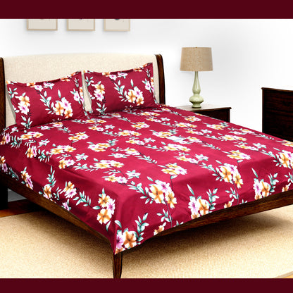 JoJo Double Bedsheet / King size Bedsheet / Floral printed Bedsheet(Red)