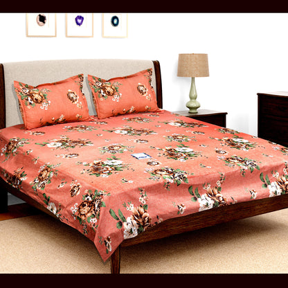 JoJo Double Bedsheet / King size Bedsheet /Printed bedsheet(Coral Pink)