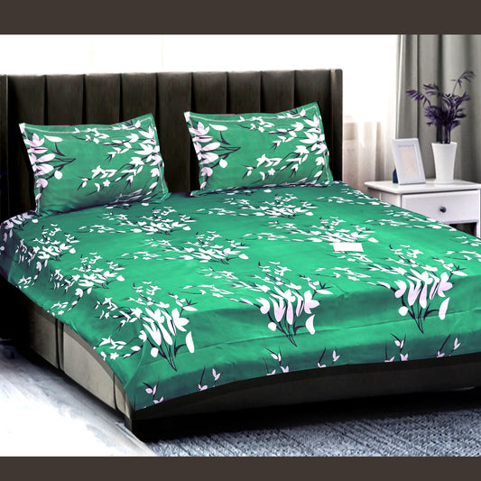 JoJo Double Bedsheet / King size Bedsheet /Printed bedsheet(Seaweed Green)