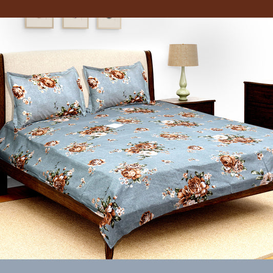 JoJo Double Bedsheet / King size Bedsheet / Floral printed Bedsheet(Aluminium)