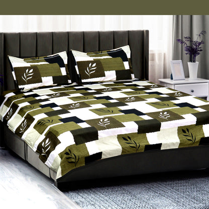 JoJo Double Bedsheet / King size Bedsheet /leafy print Bedsheet(Crocodile Green)