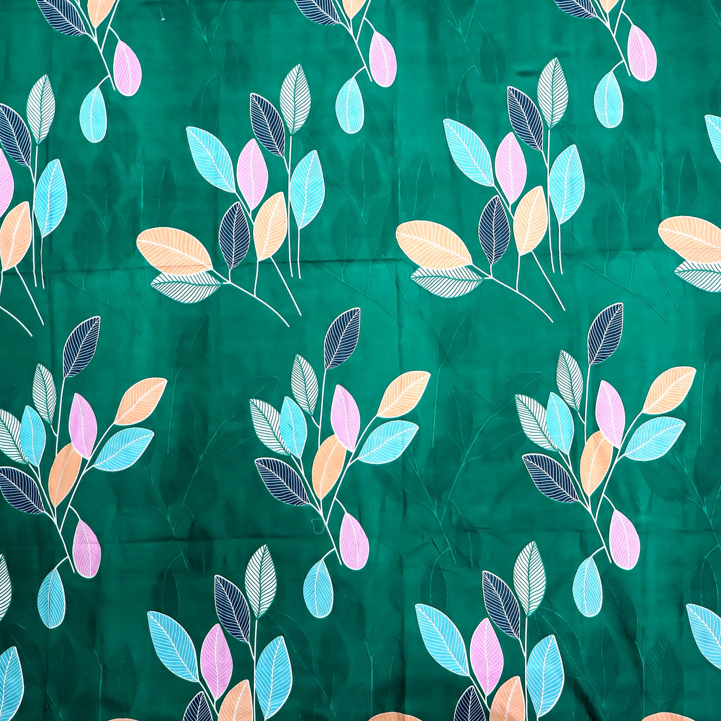 JoJo Double Bedsheet / King size Bedsheet / Floral printed Bedsheet (Greenish Cyan)