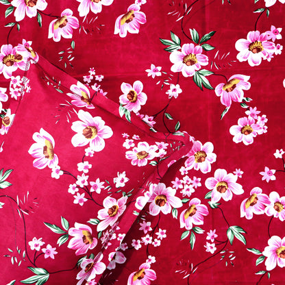 JoJo Double Bedsheet / King size Bedsheet / Floral printed Bedsheet(Pinkish Red)