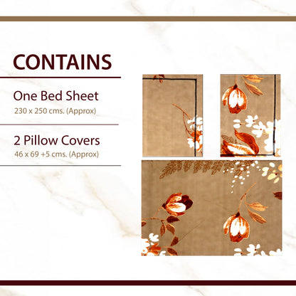 JoJo Double Bedsheet / King size Bedsheet / Floral printed Bedsheet in golden color(yellow)