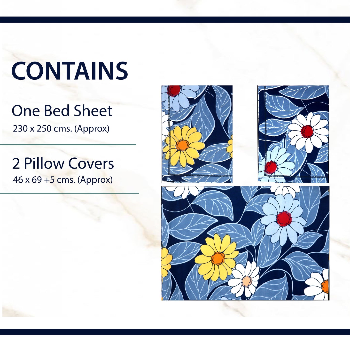 JoJo Double Bedsheet / King size Bedsheet /Printed bedsheet(Dark Pastel Blue)