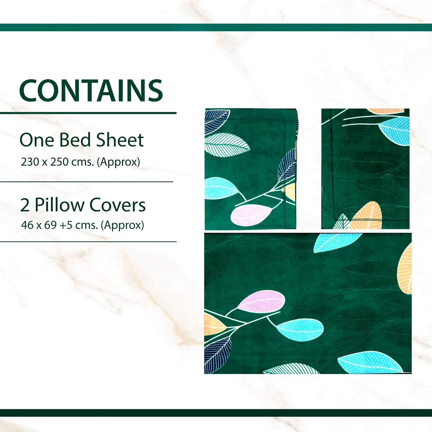 JoJo Double Bedsheet / King size Bedsheet / Floral printed Bedsheet (Greenish Cyan)