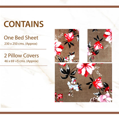 JoJo Double Bedsheet / King size Bedsheet / Floral printed Bedsheet(brown)