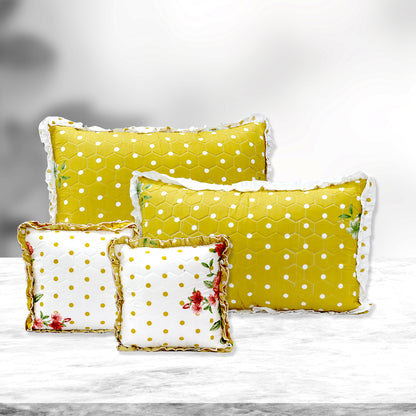 JOJO Cotton Feel 5pc King Bedding Set – Sophistication, Heavy Quality & Embroidered(Yellow)