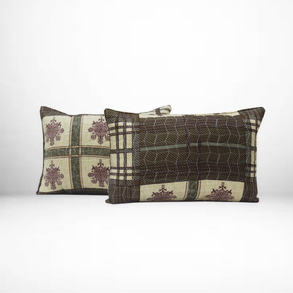 JoJo Geometric Pattern Double/King Size Bedspread with Coordinated Pillow Covers (Dark Brown)