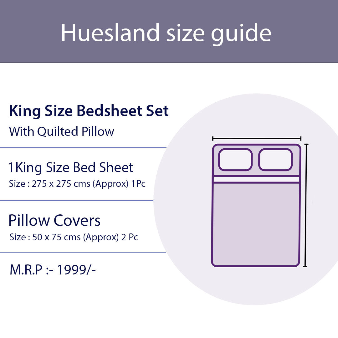 JoJo Double/King Size Bedspread Set with Matching Pillow Covers (Deep Lilac)